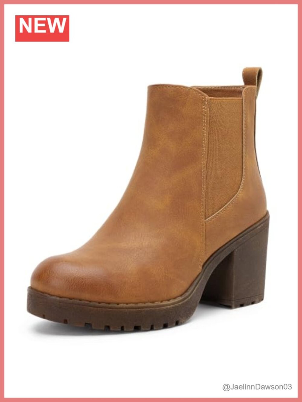 Faux Leather Platform Chelsea Ankle Boots Chunky Block Heel Booties